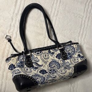 Brighton Elegant Black and Blue Paisley Handbag